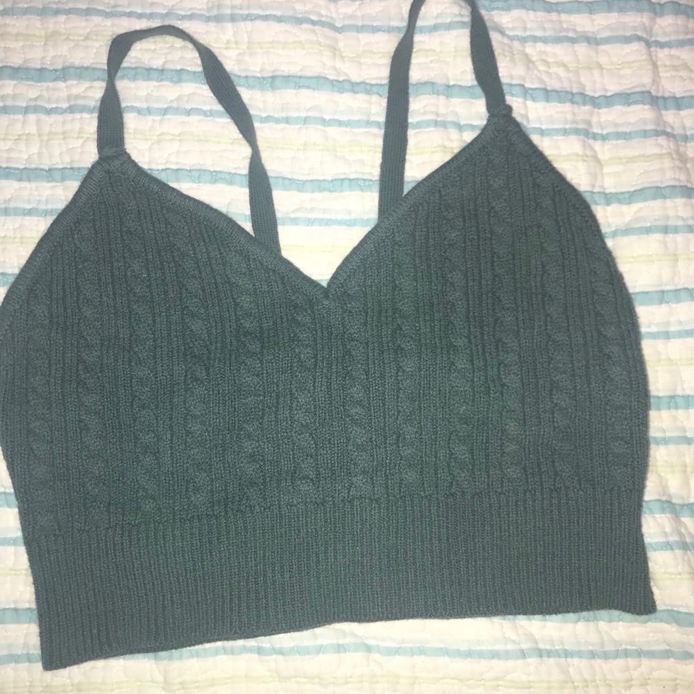 Sweater-like Green Crop top from forever 21